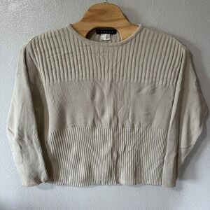 Pangea Ribbed‎ Knit Sweater Top Neutral Cotton Womens Size XL